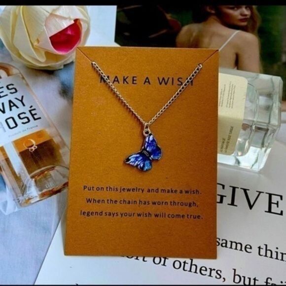 Make a Wish Inspirational Butterfly necklace 🦋 Random Color Butterfly - Picture 3 of 3